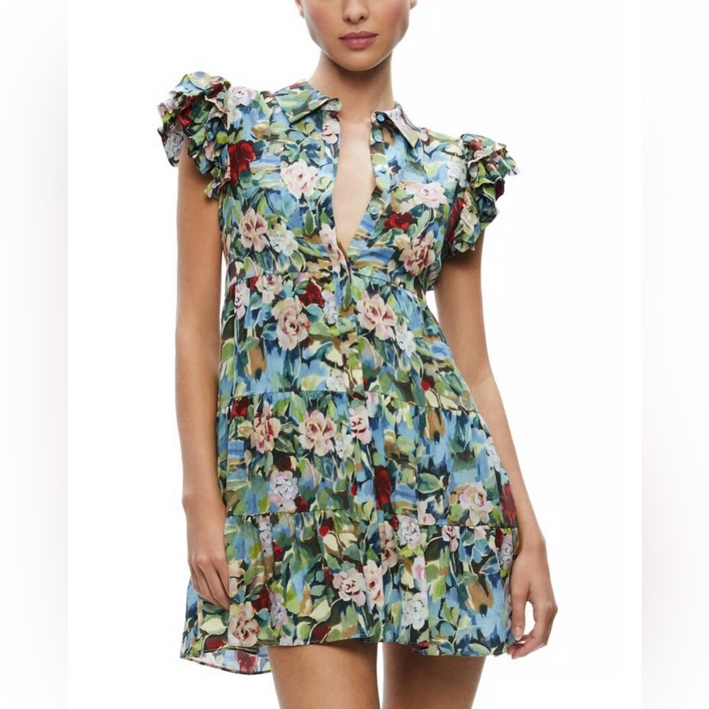 Alice + Olivia Multicolor Floral Mini Dress - Picture 3 of 12